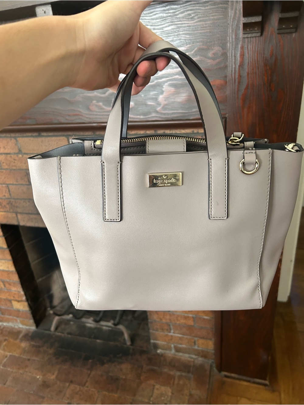 Kate Spade New York Light Gray Leather crossbody